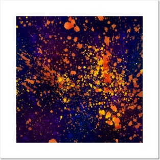 Paint Splatter Neck Gator Blue and Orange Paint Splatters Posters and Art